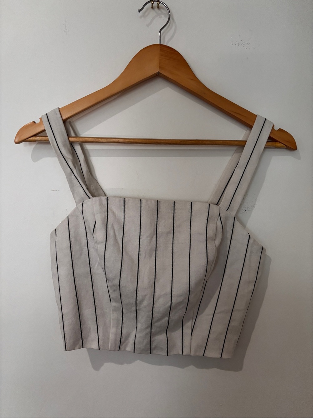 Dynamite Pinstripe Square-Neck Crop Top - White/Black